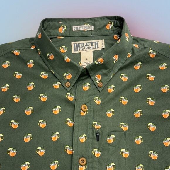 Duluth Trading Co Men's Large Green MINT JULIP UNTUCKED Button Down Shirt - Picture 1 of 3